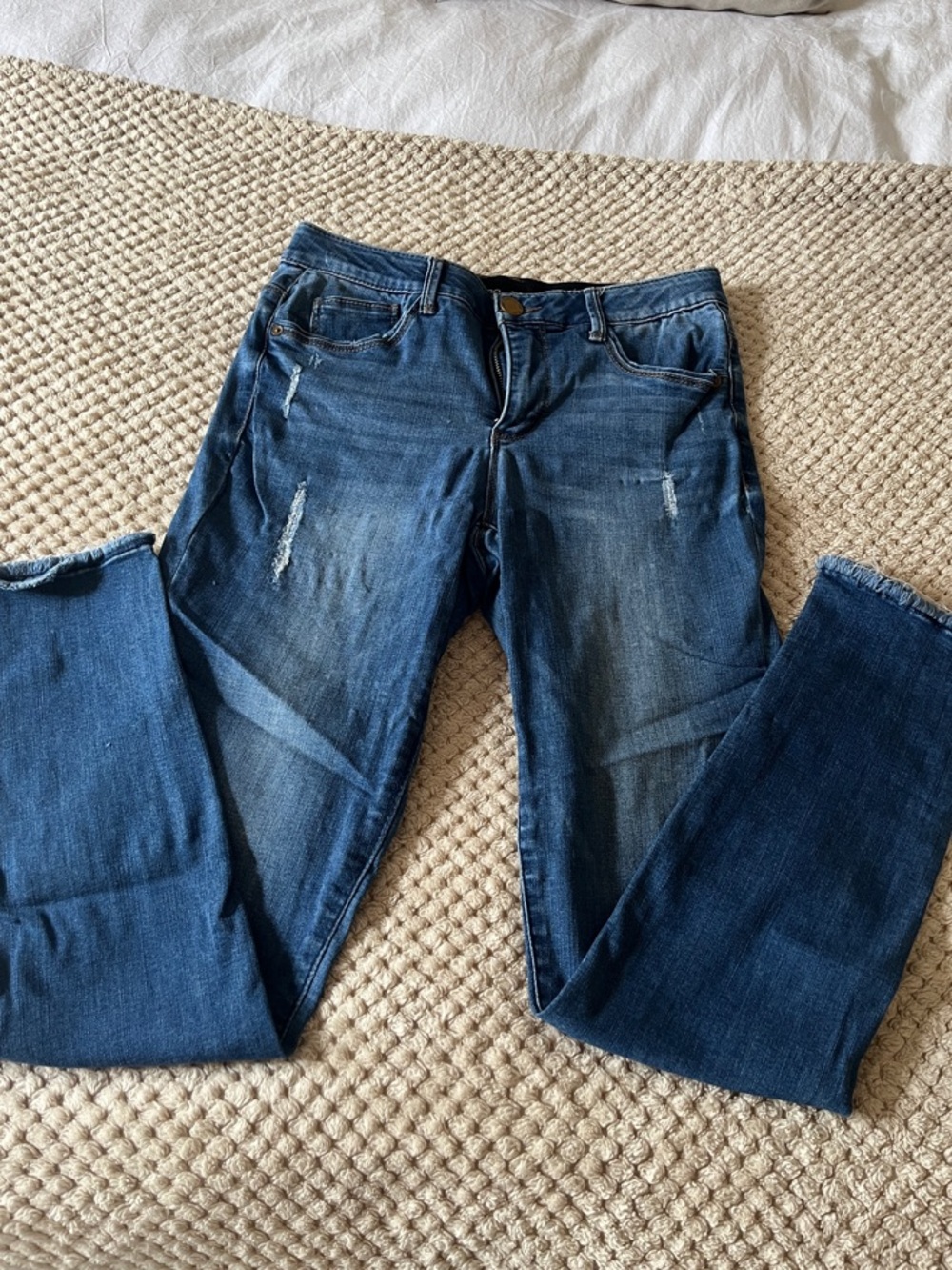 Women’s Dark Blue Distressed Slim Jeans
